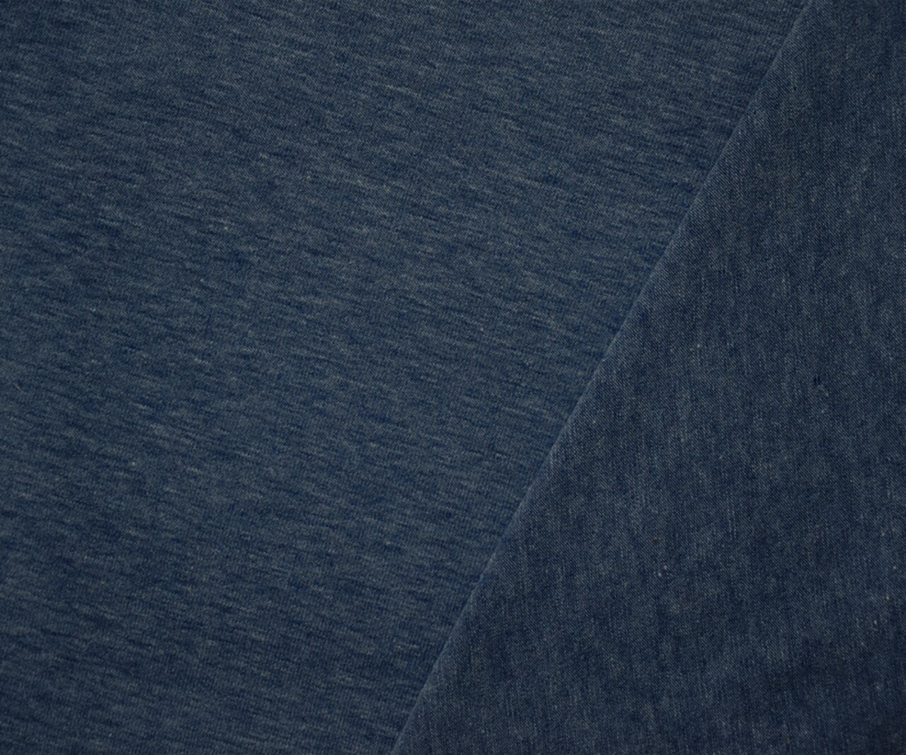 Dark Denim Heather Solid Cotton-Poly Spandex Knit Fabric - 10 oz - Reorderable By the Yard